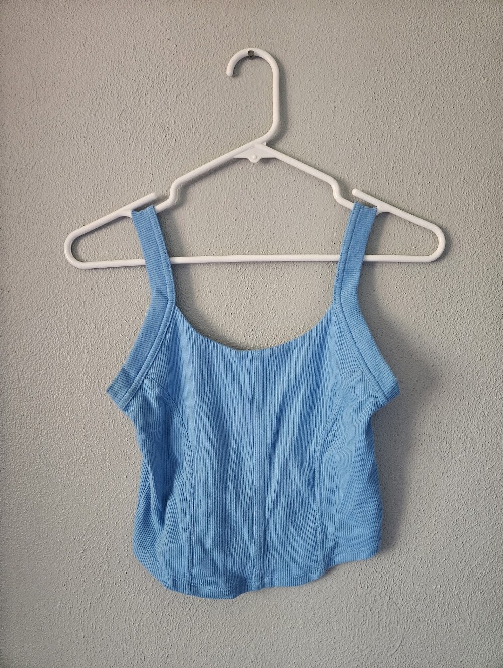 SO Light Blue Ribbed Cropped Tank Top